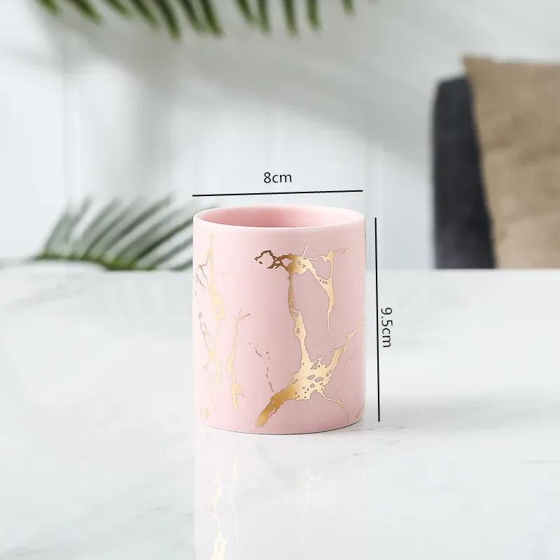 Скандинавская керамическая железная художественная мраморная ваза с узором розовое золото зеленый настольный цветочный горшок для домашнего офиса вазы декоративный суккулентный цветочный горшок