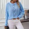 Autumn Winter Vintage Loose Long Sleeve Top Solid Color Cardigan Knitwear O-Neck Sweater