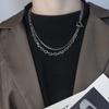 Japanese & Korean Double-Layer Clavicle Chain: Hip-Hop Titanium Steel OT Necklace with Cross & Star for Men & Women