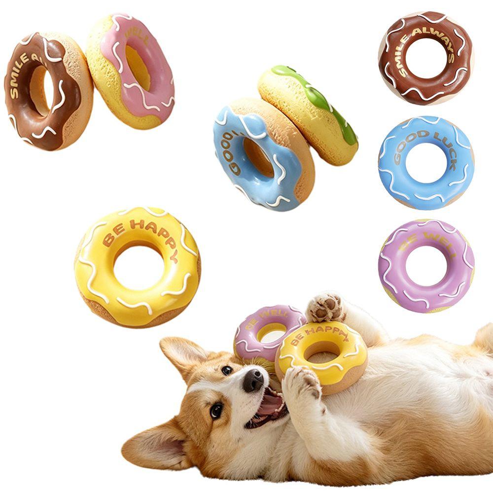 Latex Donut Dog Toy Bite Resistant Pet Chew Toy Self-Entertainment Squeaky Dog Toy  Teeth Grinding