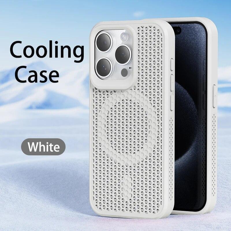 Cooling Heat Dissipation For Magsafe Magnetic Phone Case For iPhone 16 14 15 13 12 11 Pro Max 16 Plus Breathable Grid Hard Cover