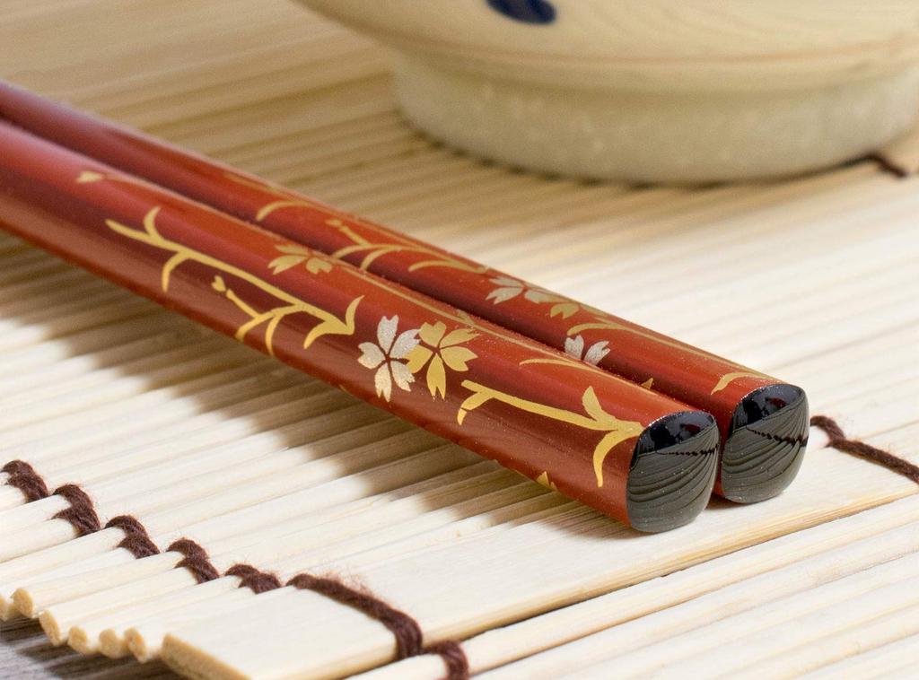 Лакерные палочки для еды и подставка под них Wajima Lacquer, натуральная нить, вишня, в подарочной коробке, Wajima Lacquer, лента Kurashiki 415981 Hashimoto-Kousaku