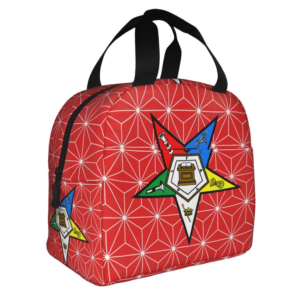 Order Of The Eastern Star Logo Thermal Insulated Lunch Bags Women Portable Lunch Container for School Multifunction Food Box