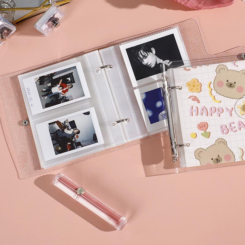 3 Inch Polaroid Photo Album Cute Bear Transparent Jewelry Small Card Collection Storage Book Mini Loose Leaf