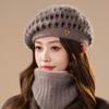 Women's Knitted Beret Cap Polyester Fiber, Hand Washable, Elastic, Woven, Featherless, Warm Winter Beanie Hat