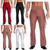 Mens Vintage Flared Pants High Waist Design Tassel Bell Bottom Trousers Stage Performance
