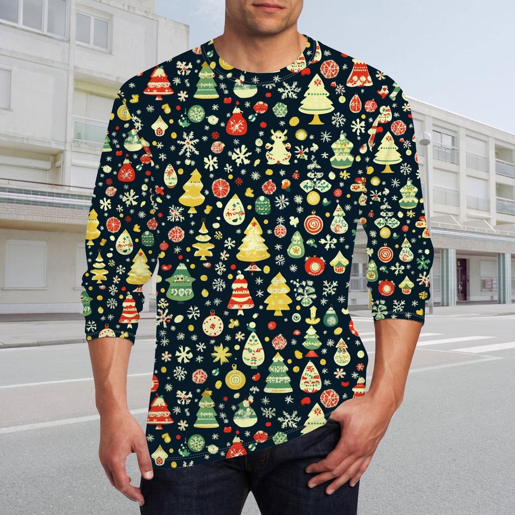 Муж. Футболка Круглый вырез Одежда Одежда На открытом воздухе Длинный рукав С принтом Модельер Винтаж