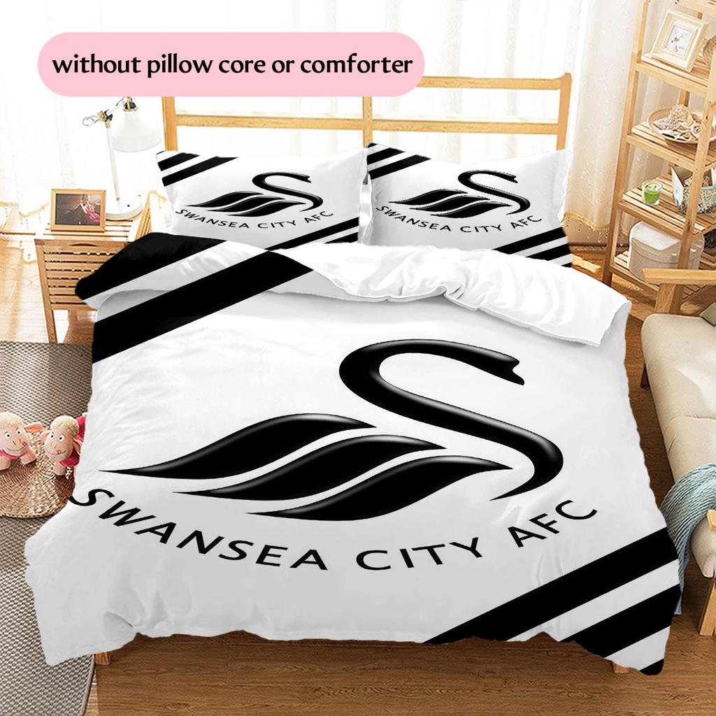 Swansea City AFC Pattern Bedding Home Decoration Birthday Gift ( 1 duvet cover + 2 pillowcase, without core),fan merchandise.