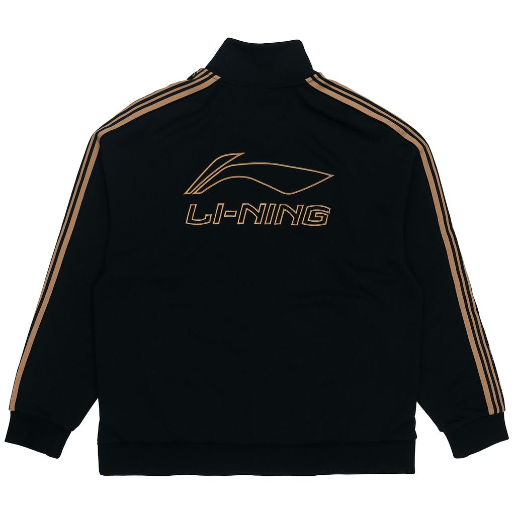 Li-Ning Спортивная модная серия с воротником-стойкой, свободная куртка унисекс, черная AWDS915-1