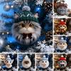 Plush Pet Shaped Ornament 2D Acrylic Cat Dog Rabbit Christmas Tree Ornament Cozy Winter Animal Charm for Car Rearview Mirrow Window Decor