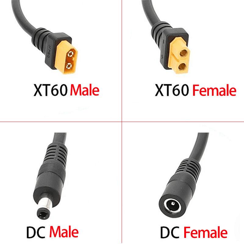 1PCModel Airplane Players XT60 Male And Female to DC5521/5.5*2.5mm Male And Female Head 1.5AWG 15ft/0.3M Adapter Cable Essential