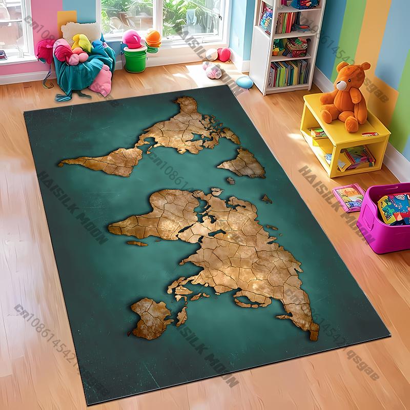 12 Style Vintage World Map Theme Carpet Living Room, Bedroom, Office, Large Area Mat, Stain-resistant Rug, Fast Delivery Gifts