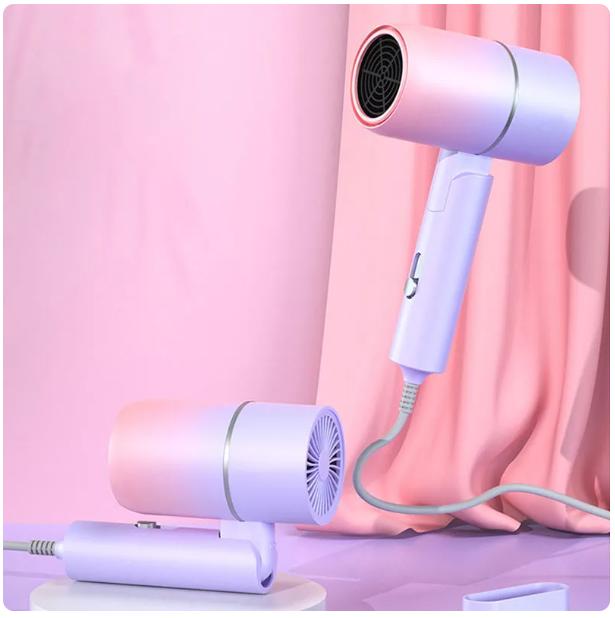 Мини-складной фен xiaomi 220–240 В, 750 Вт с сумкой для переноски, горячий воздух, анион, уход за волосами для дома, путешествий, фен, портативный фен