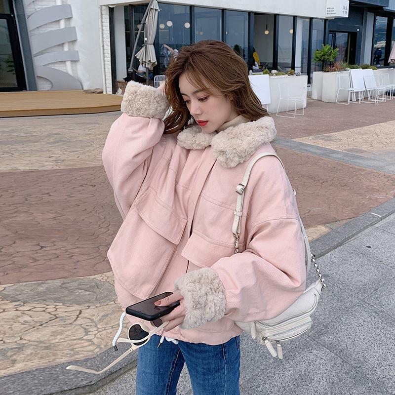 Women's Winter Cotton Coat Youthful Parka Korean Style Thickened Short Lamb Wool Lined Padded Jacket