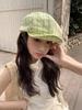 Клетчатый берет женский весенне-летний тонкий универсальный для лица маленькая восьмиугольная шляпа большой обхват головы шляпа художника