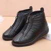 Middle-aged and Elderly Women's Winter Warm High-top Cotton Shoes Mom's Waterproof Fleece Lined Zipper Ankle Boots Granny's Flat Non-slip Short Boots