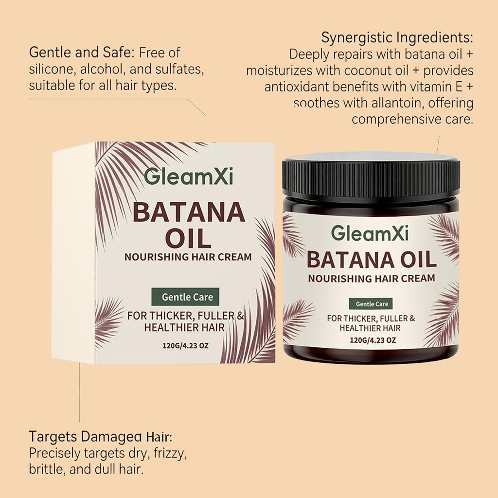 GleamXi Batana Moisturizing Hair Cream softens, moisturizes, repairs hair, smooths frizz, and creates refreshing and elegant hair 120g