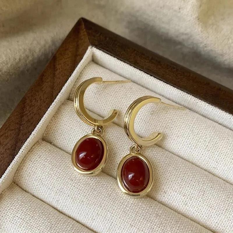 Винтажные красные серьги-клипсы женские эмалированные серьги-гвоздики легкие роскошные аксессуары для ушей серьги ювелирные изделия