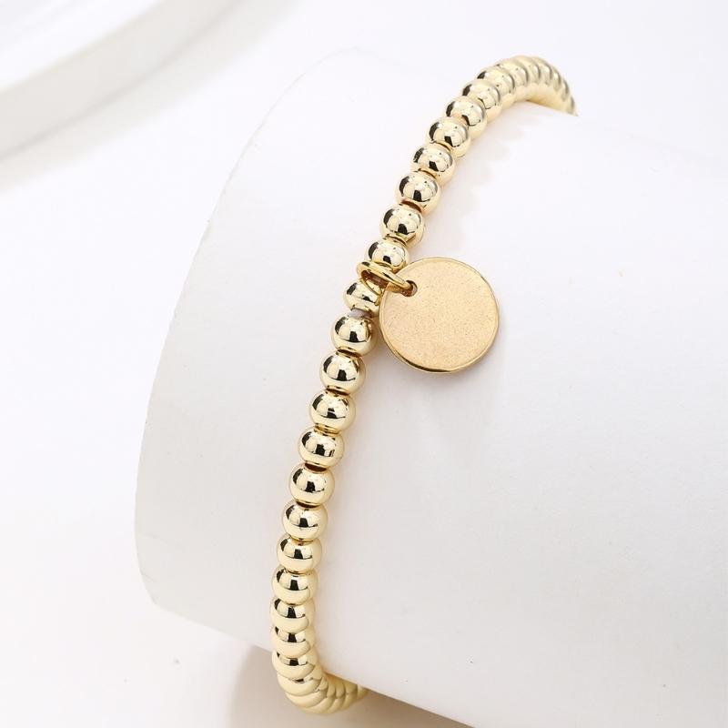 53 4mm Gold/Silver Stainless Steel Beaded Elastic Bracelet For Men Women Comfort Fit Adjustable Wristband