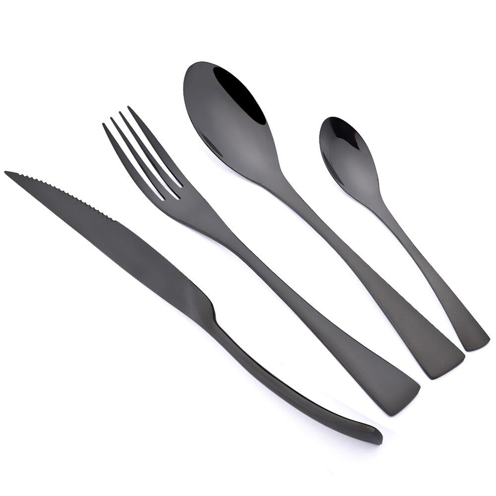 24 шт. золотой набор столовых приборов, набор столовых приборов из блестящей нержавеющей стали, нож для стейка, вилка, кофейная ложка, набор столовых приборов в западном стиле, кухонные столовые приборы