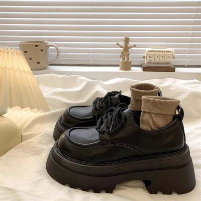 Британский стиль платформа маленькие кожаные туфли женские весна и осень 2025 новые французские ретро высокий толстый каблук универсальные одинарные туфли