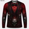 Fashionable Men's Autumn Halloween Skull Long Sleeve T-shirt 3D Print Crew Neck Breathable Top Daily Simple Comfortable Soft Loose Versatile T-Shirts