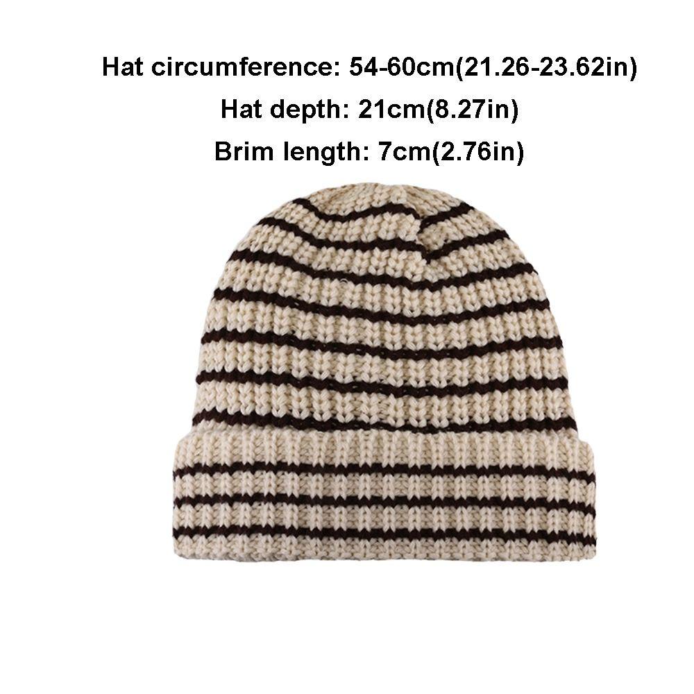 Striped Women Stripe Beanie Ins Little Devil Skull Cap Fashion Japanese Beanie Hat Autumn Winter