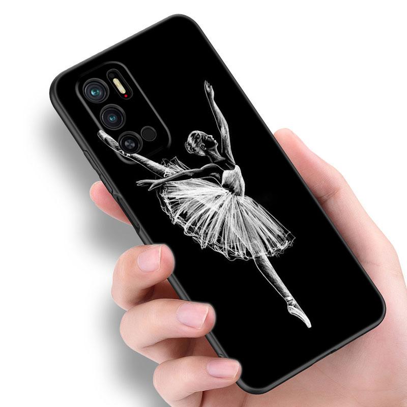 Ballet Girl Black Silicone Phone Case For Xiaomi Redmi Note 10 11 11S 12 13 4G 8 9 11T Pro 5G Plus 8T 9S 10S 12S