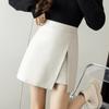 Autumn and Winter Women's Skirt PU Leather Short Skirt Irregular Open Fork Thin Design High Waist A Word Package Hip Skirt