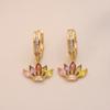 1 пара изысканных красочных геометрических висячих серег с цирконием в виде листьев для женщин, золотые серьги, ювелирные изделия, аксессуары для свадебной вечеринки