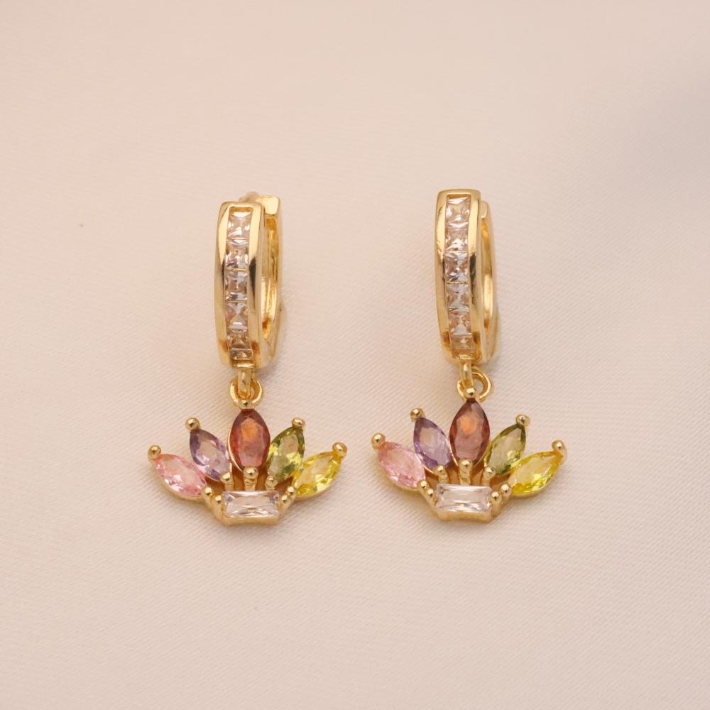 1 пара изысканных красочных геометрических висячих серег с цирконием в виде листьев для женщин, золотые серьги, ювелирные изделия, аксессуары для свадебной вечеринки