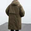 Мужская однотонная куртка большого размера для весны и осени, молодежная ветровка средней длины с капюшоном