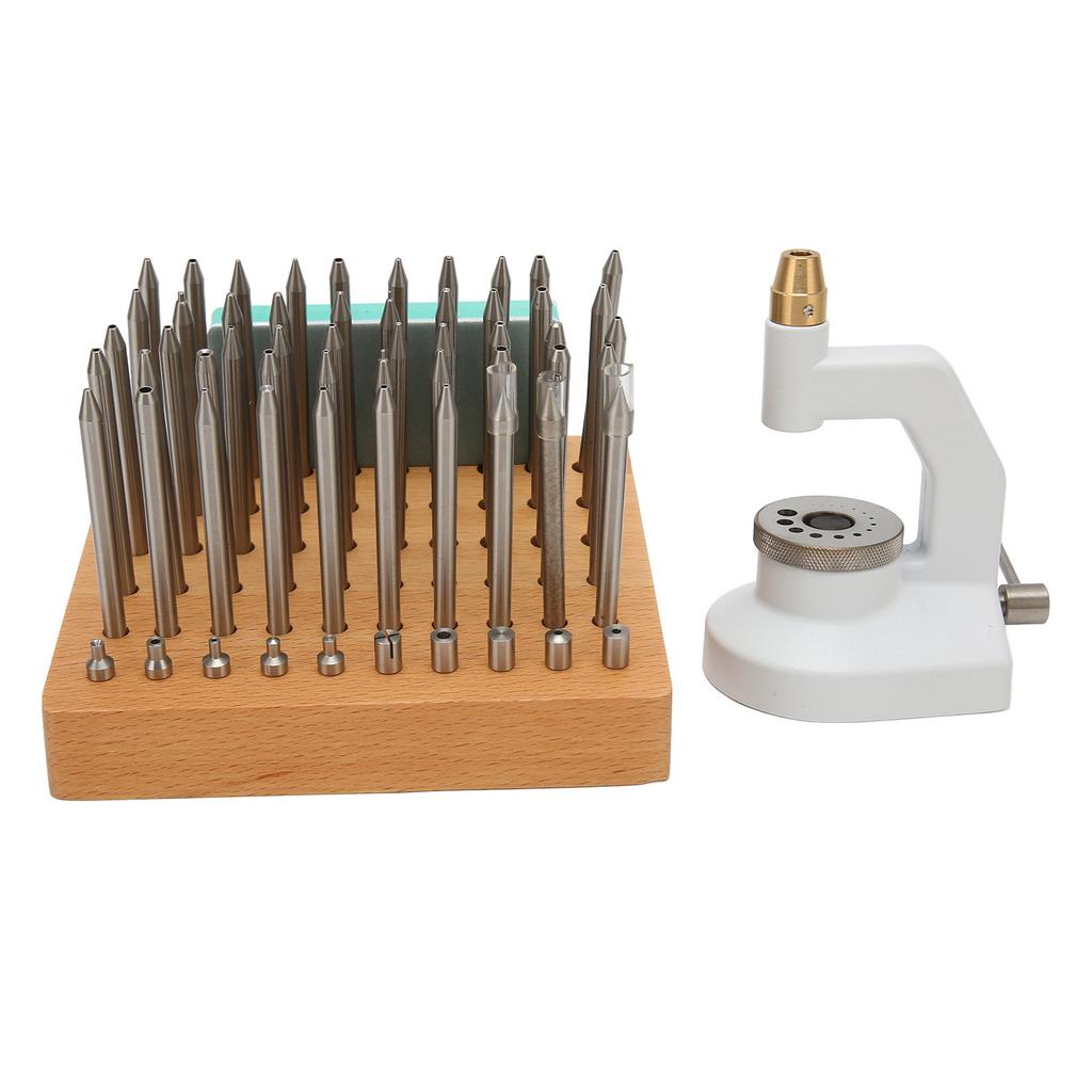 Watch Repair Staking Tool Press Set Watchmaker Jewelling Punching Kit with 50 Punches 10 Stakes