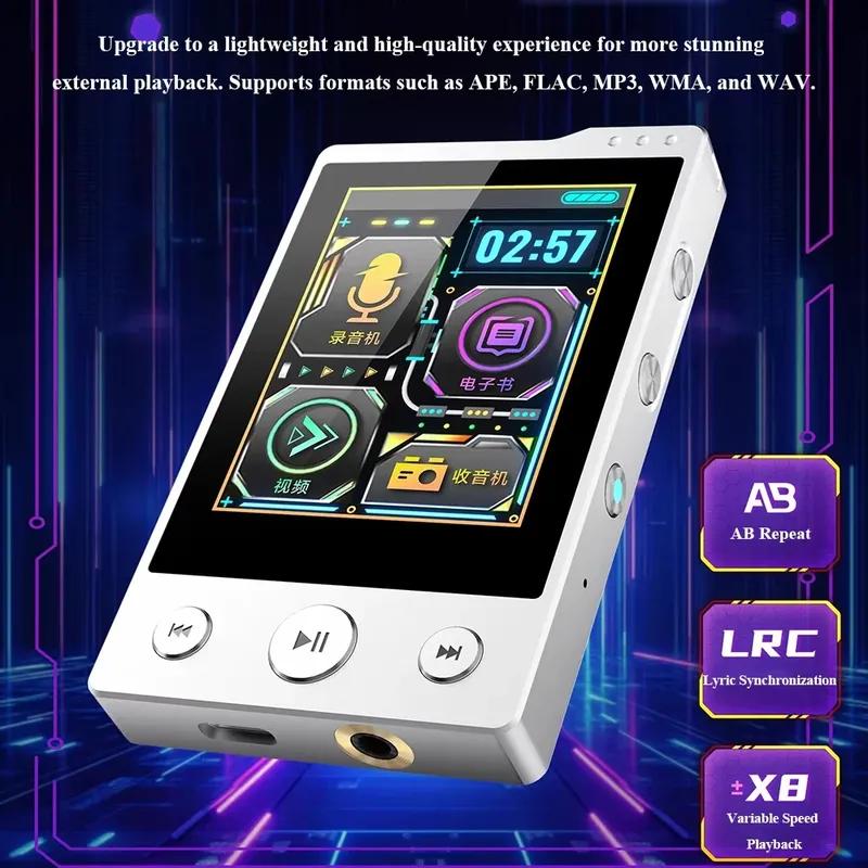 Портативный аудиоплеер MP3 Walkman с Bluetooth 5.3, встроенной памятью 32 ГБ, 2,4-дюймовым сенсорным экраном и функцией записи