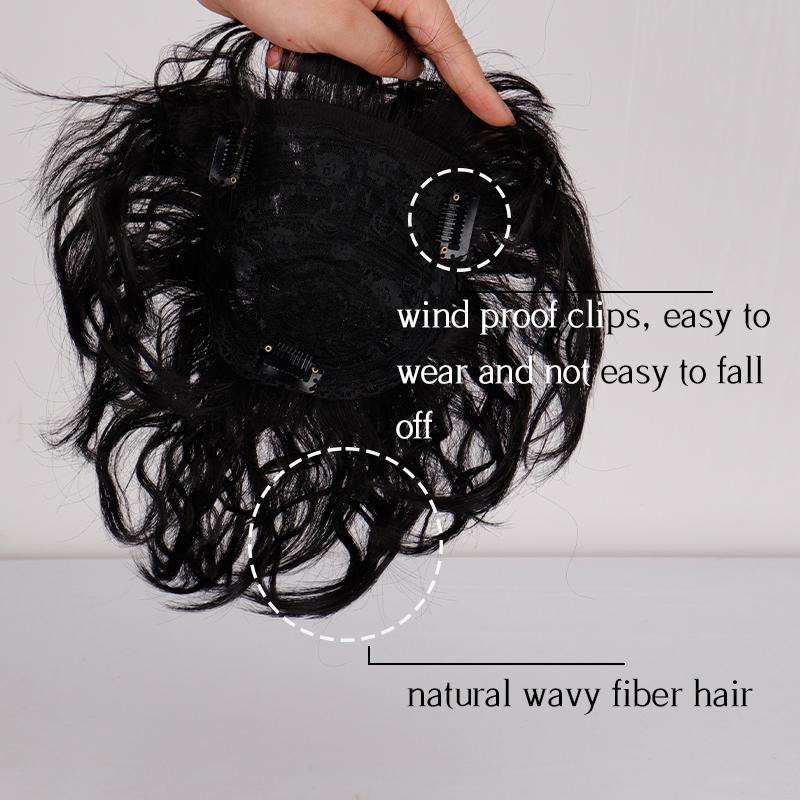 LISI HAIR Женские короткие волнистые черные синтетические волосы для наращивания 3D воздушная челка на заколке для волос, топперы для женщин, повседневная одежда