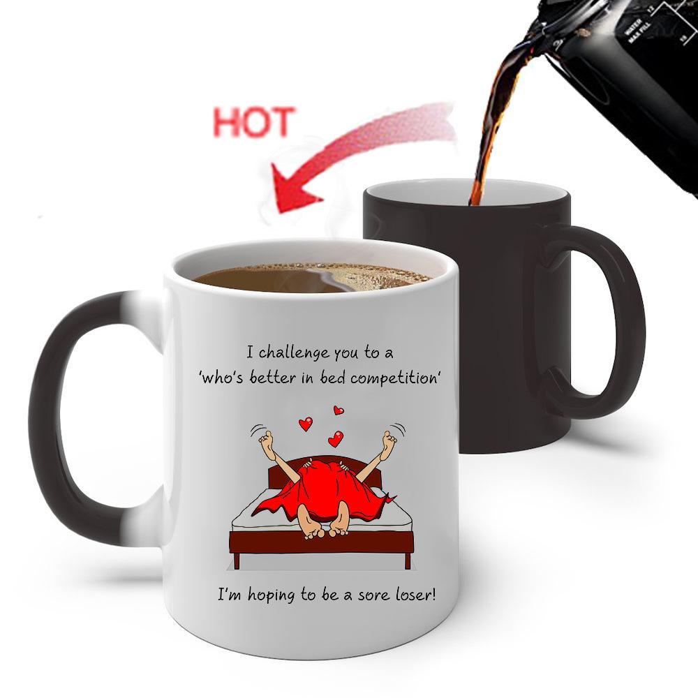 Забавная мультяшная серия, меняющая цвет кружка, керамическая чашка для кофе с ощущением тепла, праздничный подарок для мужчин и женщин