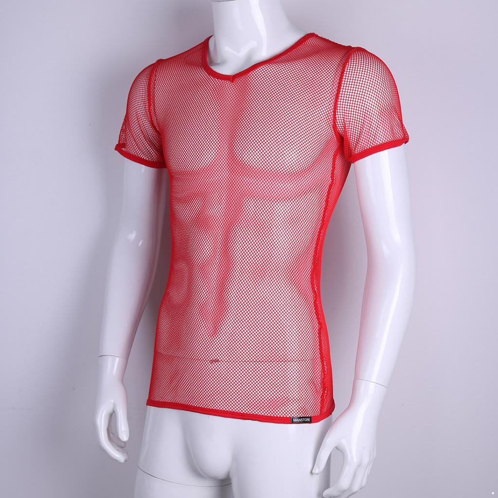 Summer Cool Mesh Slim Casual Short Sleeve T-Shirt Mesh T-Shirt Man See Through Vest Tops