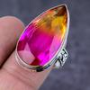 Кольцо ручной работы из стерлингового серебра 925 пробы с натуральным двухцветным турмалином S.9 R5i58