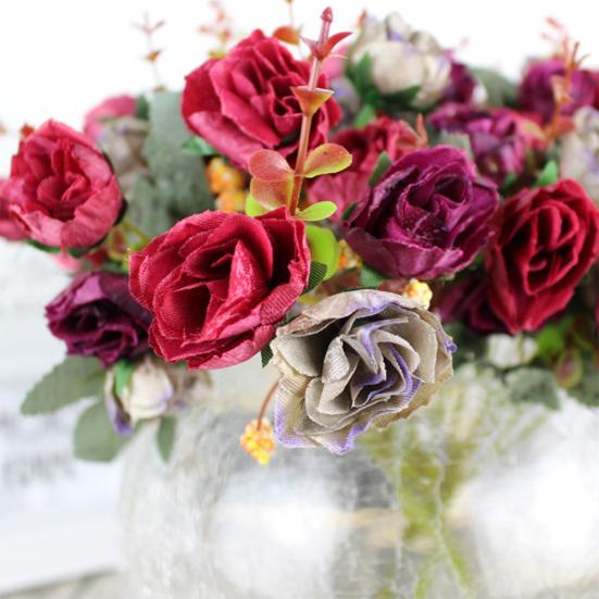 1 букет 21 голова искусственная роза шелковый цветок лист домашний декор свадебный декор