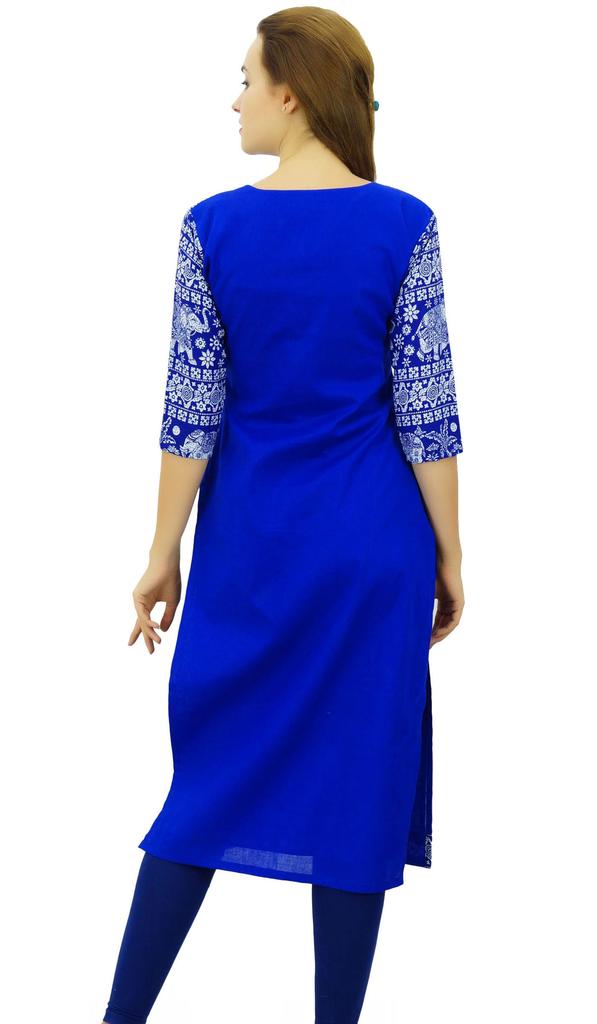 Phagun Женская хлопковая дизайнерская черная туника Kurta Ethnic с рукавами 3-4 Kurta-10