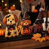 3Pcs 2D Flat Halloween Wooden Dog Signs Stable Base Dog Halloween Figurine  Halloween Party