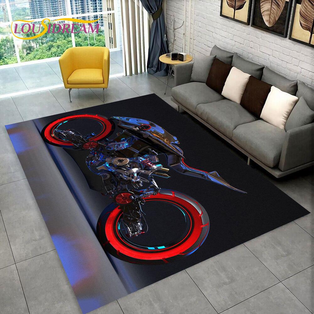 3D Киберпанк Концепт Мотоцикла Мультяшный Ковер, Ковер для Гостиной Спальни Дивана Прихожей Декор, Детский Нескользящий Коврик
