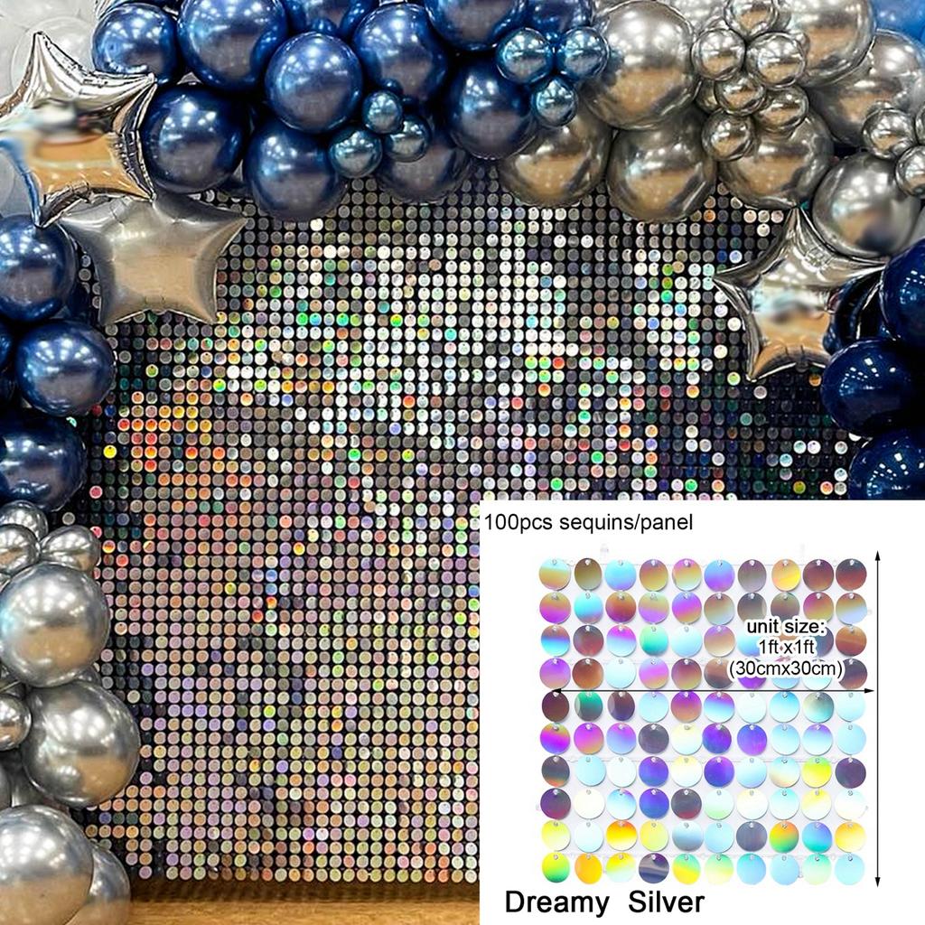 Iridescent Party Sequin Backdrop Glitter Shimmer Square Sequin Panel Wall Popular Wedding Decor Baby Shower Birthday Decoration