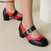 Fashion Spring Vintage Women Sandals Round Toe Mary Jane Shoes High Heels Mixed Color Big Size 35-43 Leisure Daily Female Summer Shoes