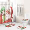 3D Printed Christmas Waterproof Shower Curtain Toilet Four-Piece Combination Set Household Doormat Floor Mat Carpet