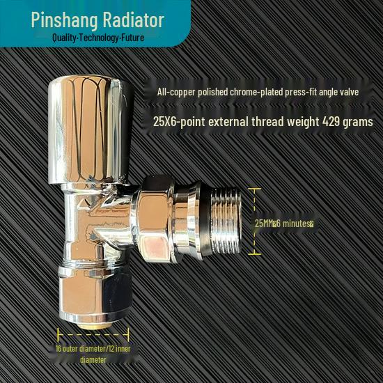 Термостатический клапан Pinshang Premium 20*6, полностью медный, с полированным хромированным покрытием
