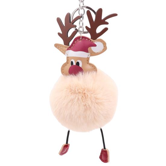 Рождественский брелок в виде оленя Милый брелок с помпоном в виде северного оленя из искусственного меха