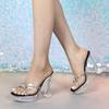Стразы Ночной клуб Высокие каблуки Светящиеся Толстые каблуки Обувь для женщин-моделей Автомобильная модель Обувь для подиума Танцы на пилоне Кристалл LFD-1987-Q21