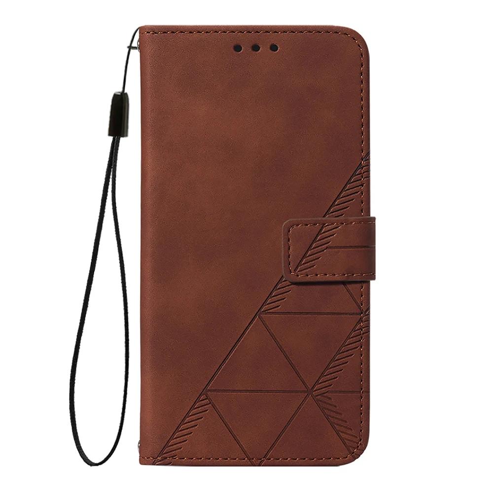 Geometric Leather Wallet Case For Moto Edge 50 Fusion 40 Neo G 5G Play G04 G04S G24 G34 G35 G45 G54 Power G55 G75 G84 G85 Cover