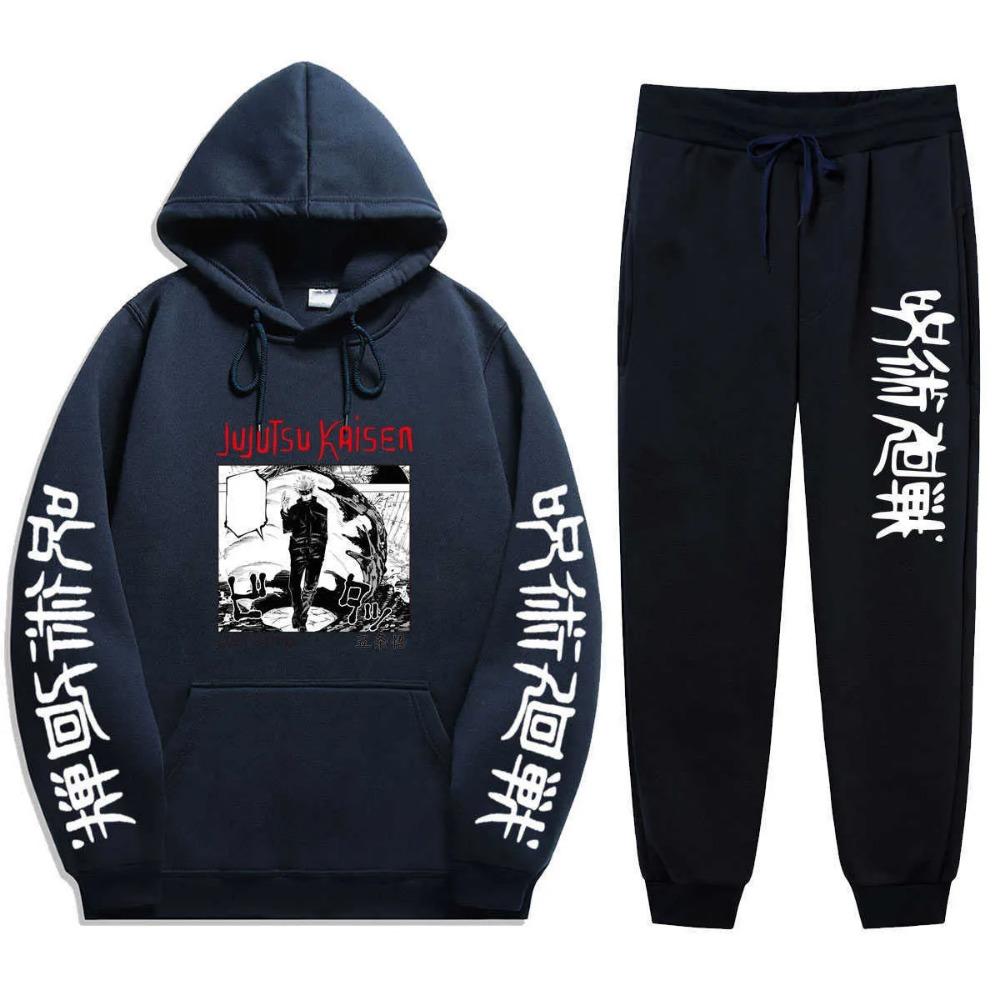 2021 Jujutsu Kaisen Anime Hoodie and Pants Sets Men Women Winter Fashion 2 Piece Set Tracksuit and Sweatpants Jujutsu Kaisen Sui X0909